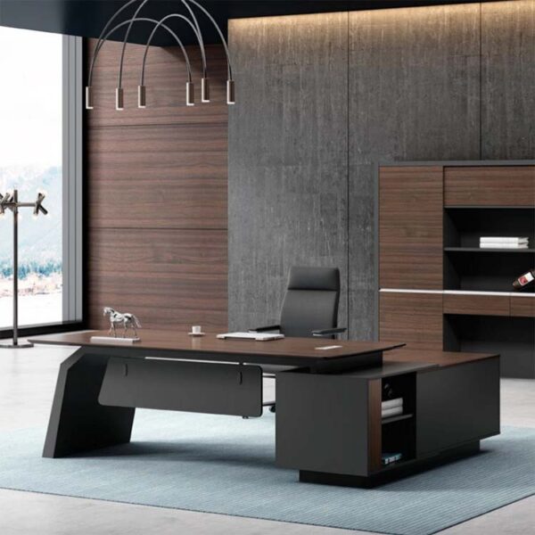 L-Shaped Modern Luxury Desk in Black