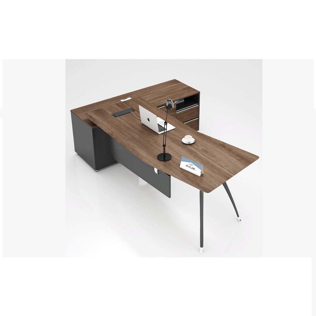 L shape curved top office desk | Cubic Interior Design