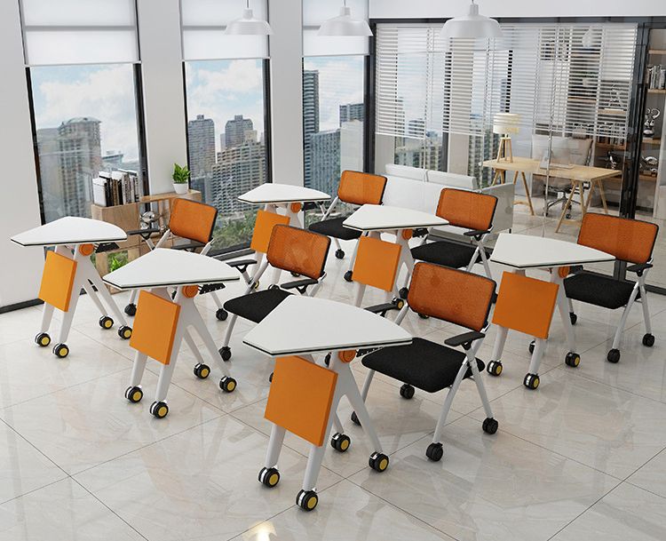 Shield shape modern folding assembly conference table for single person