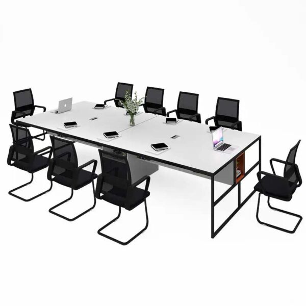 Simple design modern conference table with metal frame in white color for 8 person