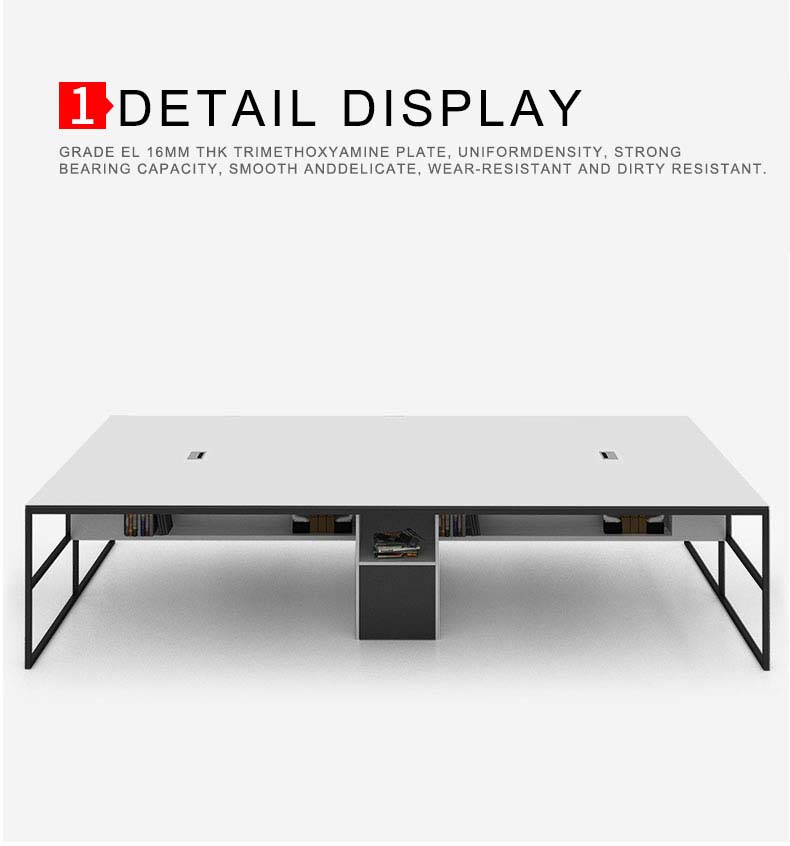 simple design conference table for meeting and training in white color for 8 person