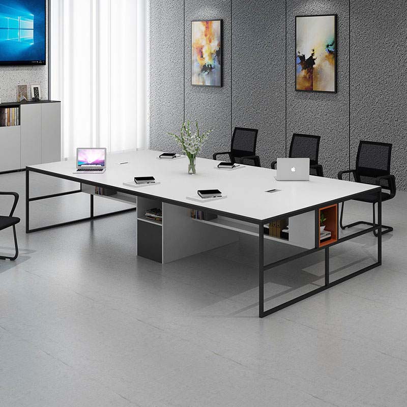 sturdy conference table for meetings and training in white color for 8 person