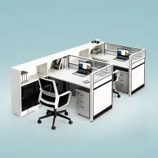 2 seater 1 side face office workstation desk with file cabinet and drawer