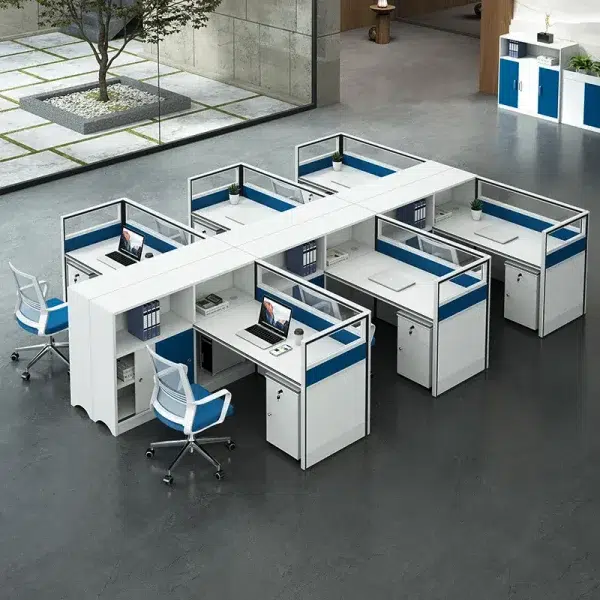 6 seater workstation desk cubicle with file cabinet