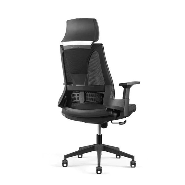 ergonomic swivel chair black color back view