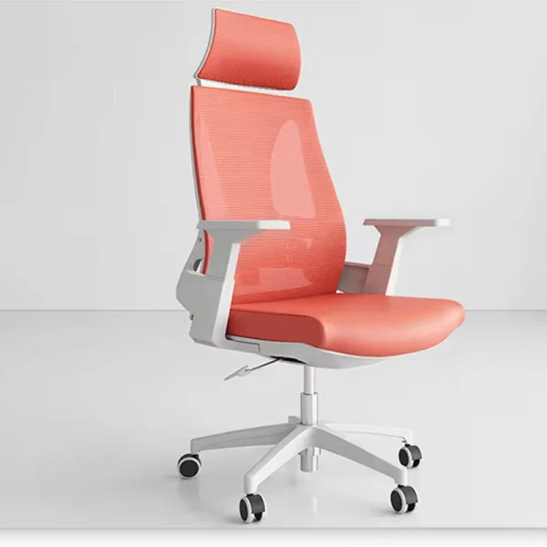 ergonomic swivel chair orange and white combination