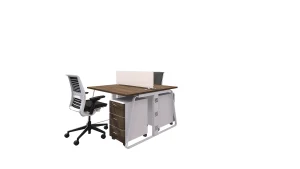 2 seater workstation desk linear series dark monument color