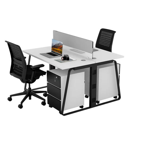 2 seater workstation desk linear series white and black color