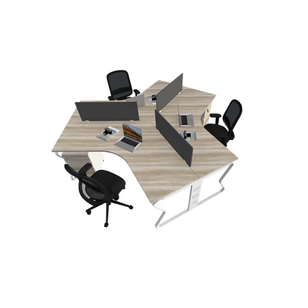 3 seater workstation desk butterfly series dark monument oak color