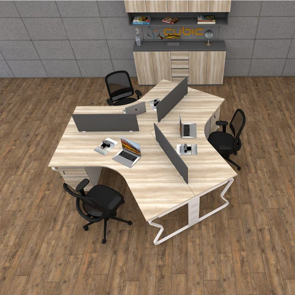 3 seater workstation desk butterfly series monument oak color with background