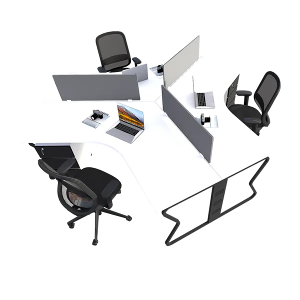 3 seater workstation desk butterfly series white and black color 3 Seater Workstation Desk Butterfly