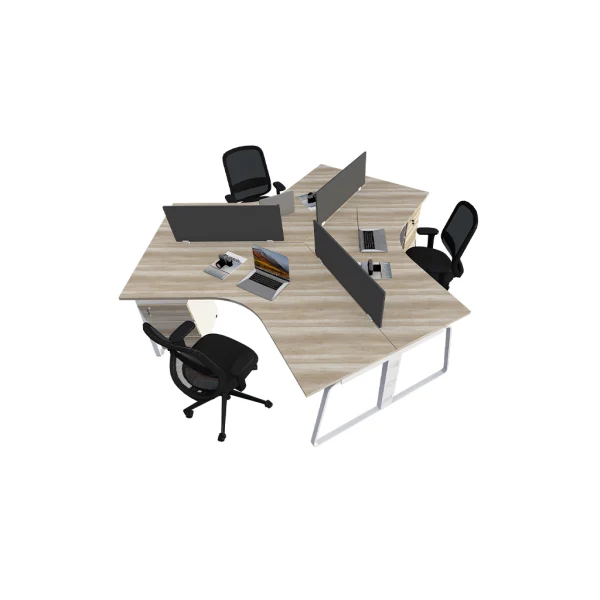 3 seater workstation desk linear series dark monument oak color