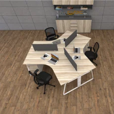 3 seater workstation desk linear series dark monument oak color with background