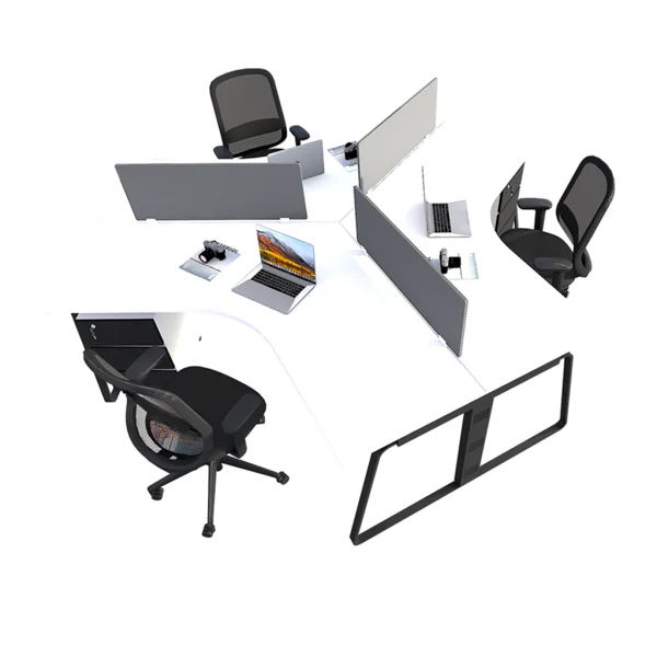 3 seater workstation desk linear series white and black color 3 Seater Workstation Desk Linear