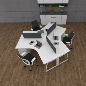 3 seater workstation desk linear series white color with background