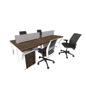 4 seater workstation desk butterfly series dark monument color
