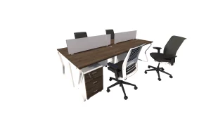 4 seater workstation desk butterfly series dark monument color