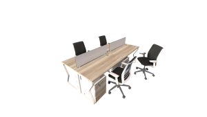4 seater workstation desk butterfly series dark monument oak color
