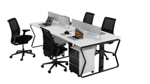 4 seater workstation desk butterfly series white and black color