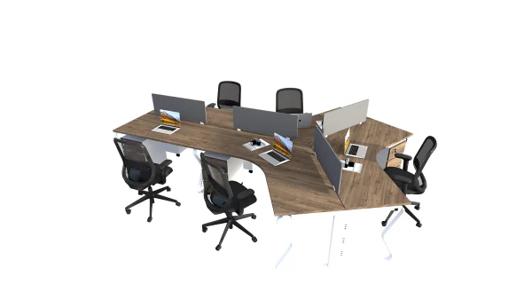 5 seater workstation desk butterfly series dark monument color