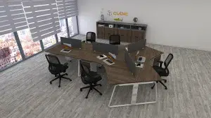 5 seater workstation desk linear series dark monument color with background