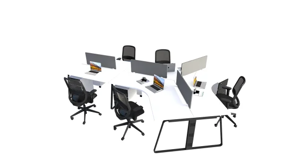 5 seater workstation desk linear series white and black color