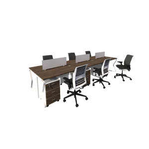 6 seater workstation desk butterfly series dark monument color
