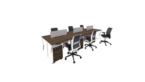 6 seater workstation desk butterfly series dark monument color