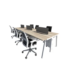 6 seater workstation desk butterfly series dark monument oak color