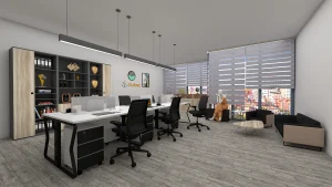 6 seater workstation desk butterfly series white and black color with background