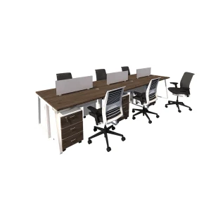 6 seater workstation desk linear series dark monument color