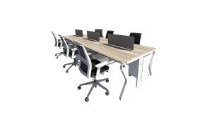 6 seater workstation desk linear series dark monument oak color