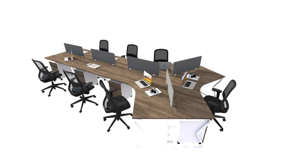 7 seater workstation desk butterfly series dark monument color