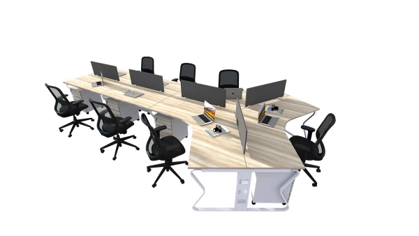 7 seater workstation desk butterfly series dark monument oak color