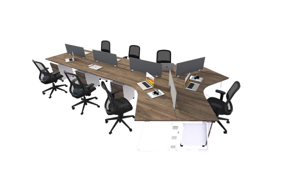 7 seater workstation desk linear series dark monument color