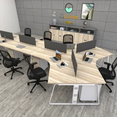 7 seater workstation desk linear series dark monument oak color with background