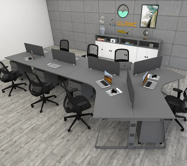 7 seater workstation desk linear series graphite color with background