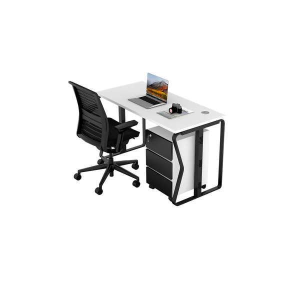 single seater workstation desk butterfly series white and black color