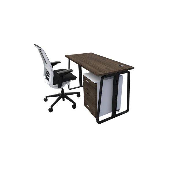 single seater workstation desk linear series dark monument color