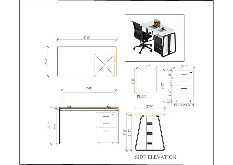 single seater workstation desk linear series dimension