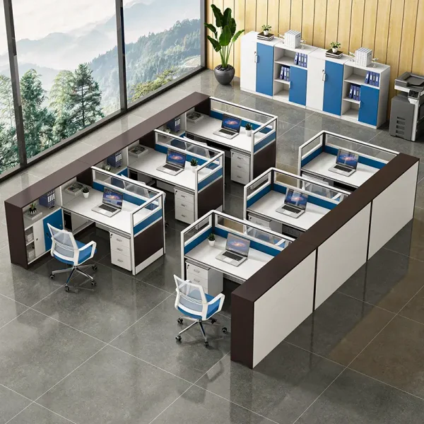 6 seater workstation desk cubicle with file cabinet