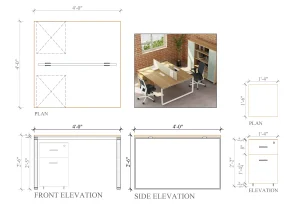 2 Seater Workstation Desk metal frame dimensions