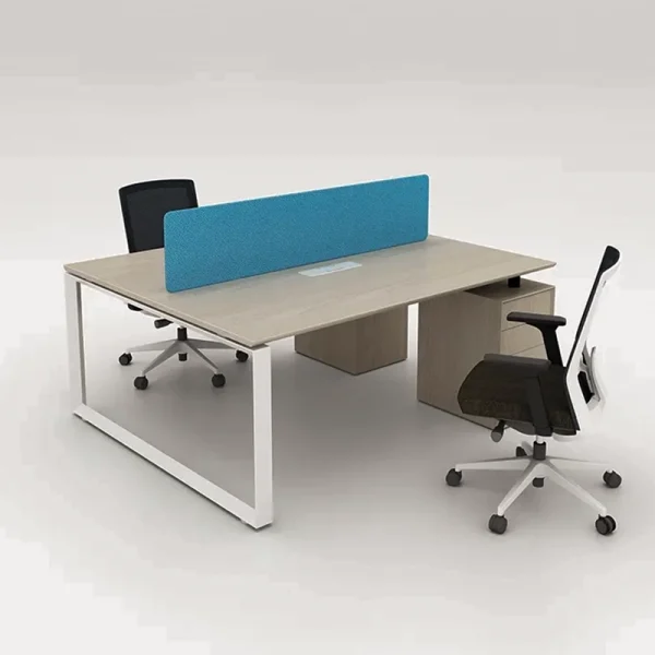 2 Seater Workstation desk albino color with white frame