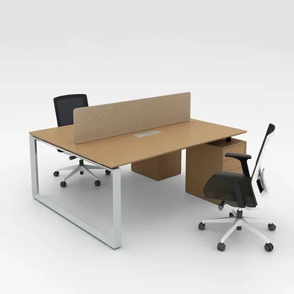 2 Seater Workstation desk brown color with white frame