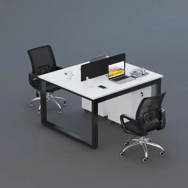 2 Seater Workstation desk white color with black frame