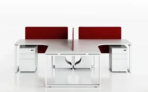 2 Seater Workstation desk white with red combination