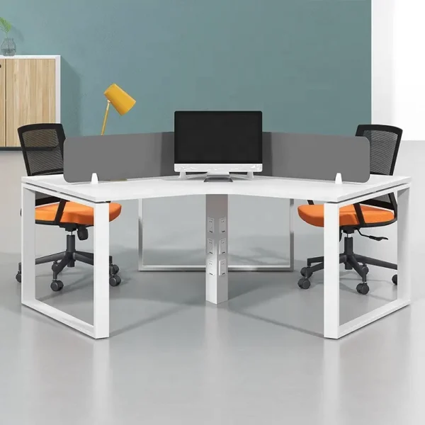 3 Seater Workstation desk triangle series white combination