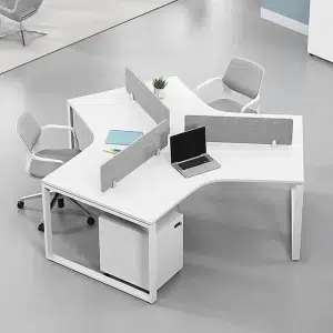 3 Seater Workstation desk y shaped white color