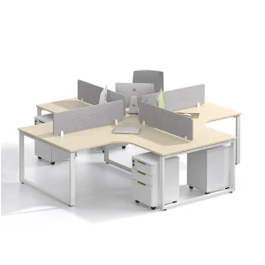 4 Seater Workstation desk teak with white combination