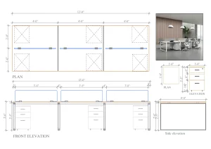 6 Seater Workstation Desk dimensions
